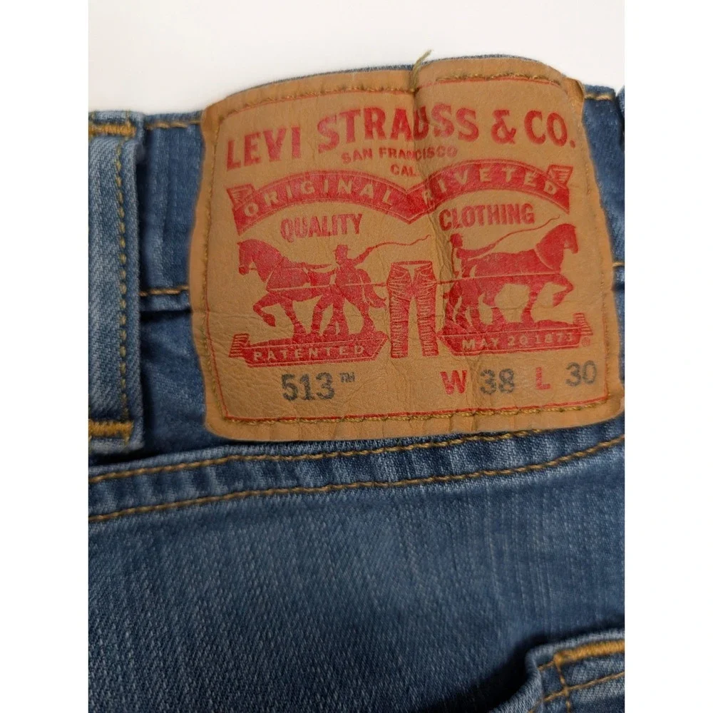 Levi's 513 Slim Fit Blue Wash‎ Denim Straight Leg Jeans Men's Size 38x30